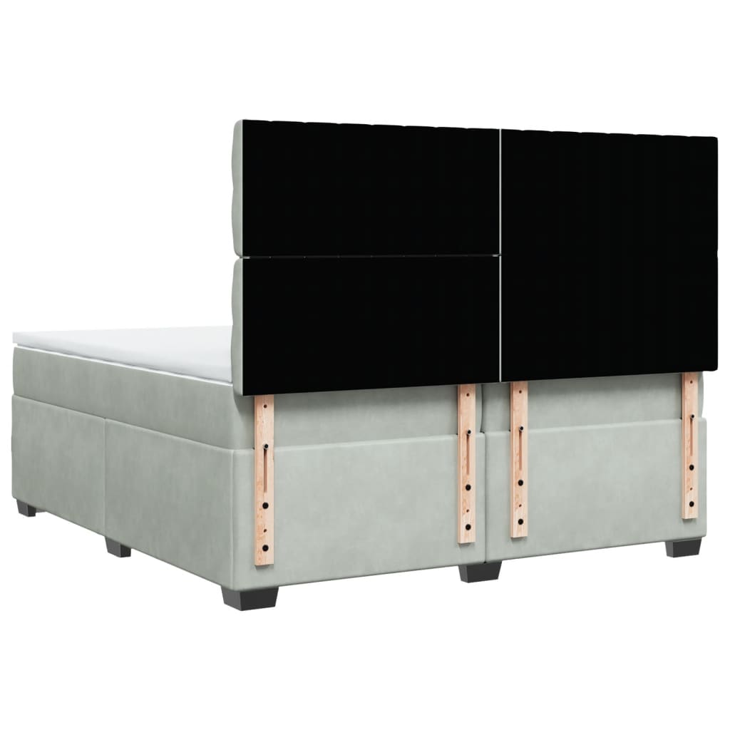 Sommier à lattes de lit et matelas Gris clair 200x200cm Velours - XIOS