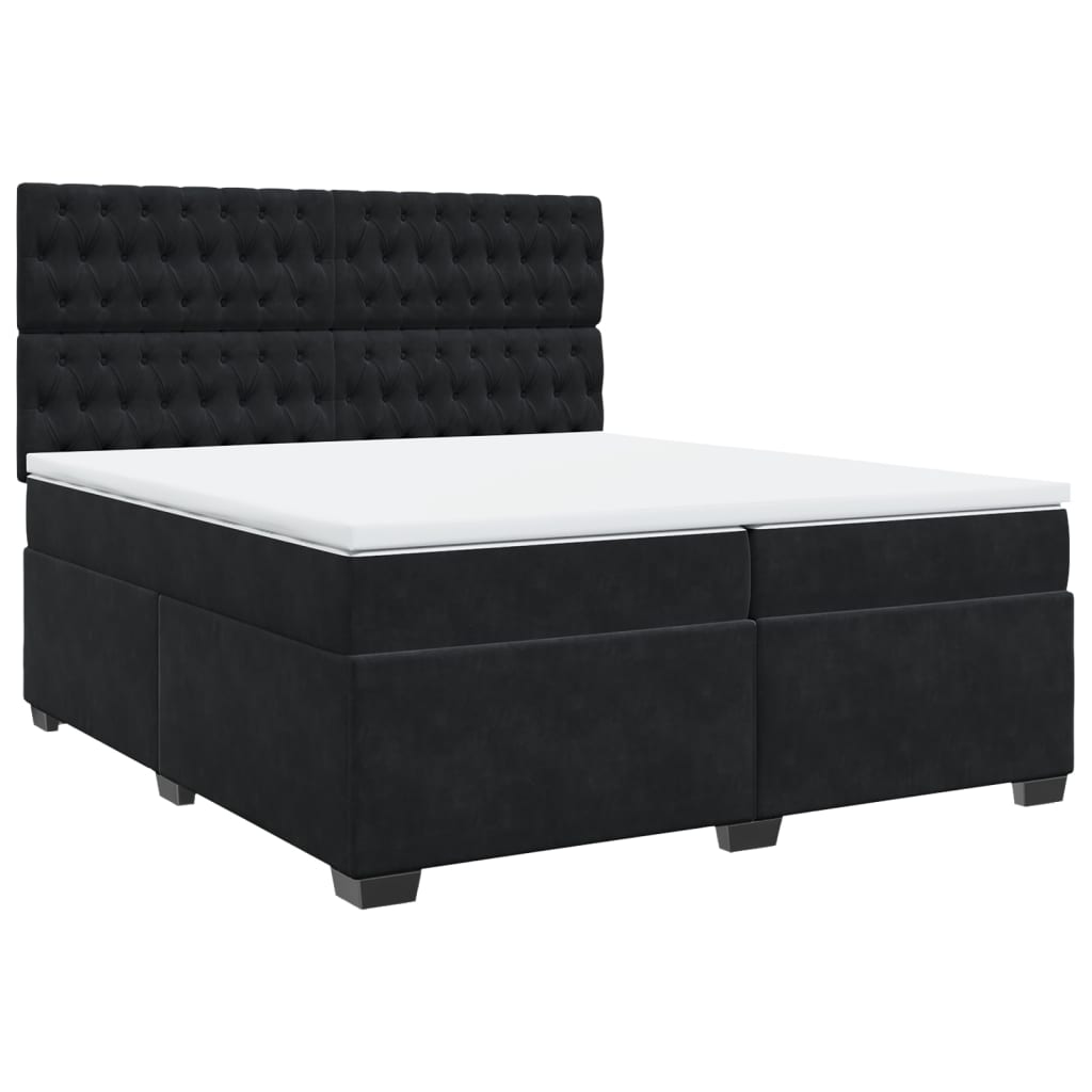 Sommier à lattes de lit et matelas Noir 200x200 cm Velours - XIOS