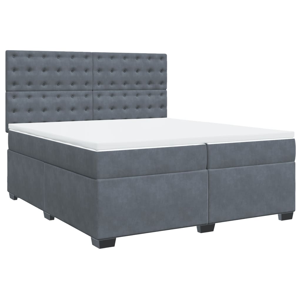 Sommier à lattes de lit et matelas Gris foncé 200x200cm Velours - XIOS