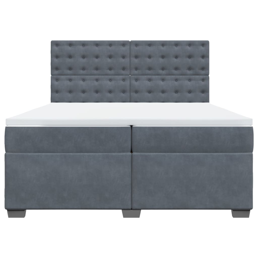 Sommier à lattes de lit et matelas Gris foncé 200x200cm Velours - XIOS