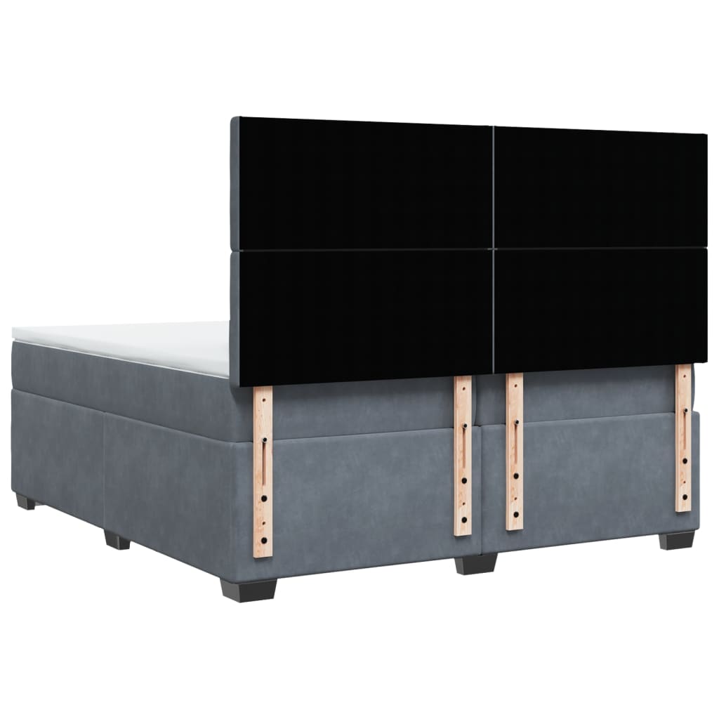 Sommier à lattes de lit et matelas Gris foncé 200x200cm Velours - XIOS