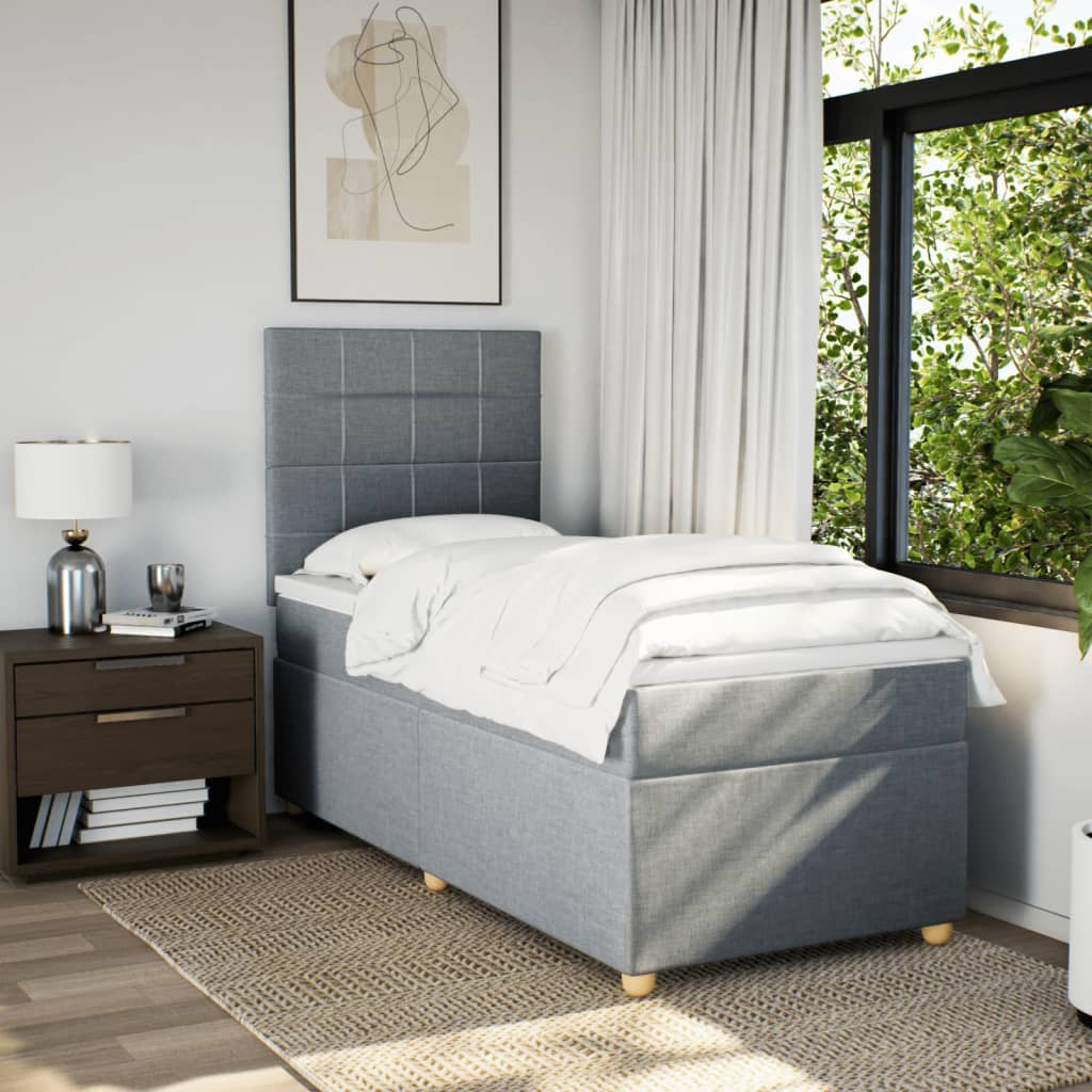 Sommier à lattes de lit avec matelas gris clair 80x200 cm tissu - XIOS