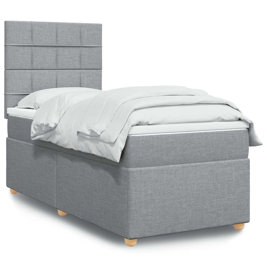 Sommier à lattes de lit avec matelas gris clair 80x200 cm tissu - XIOS