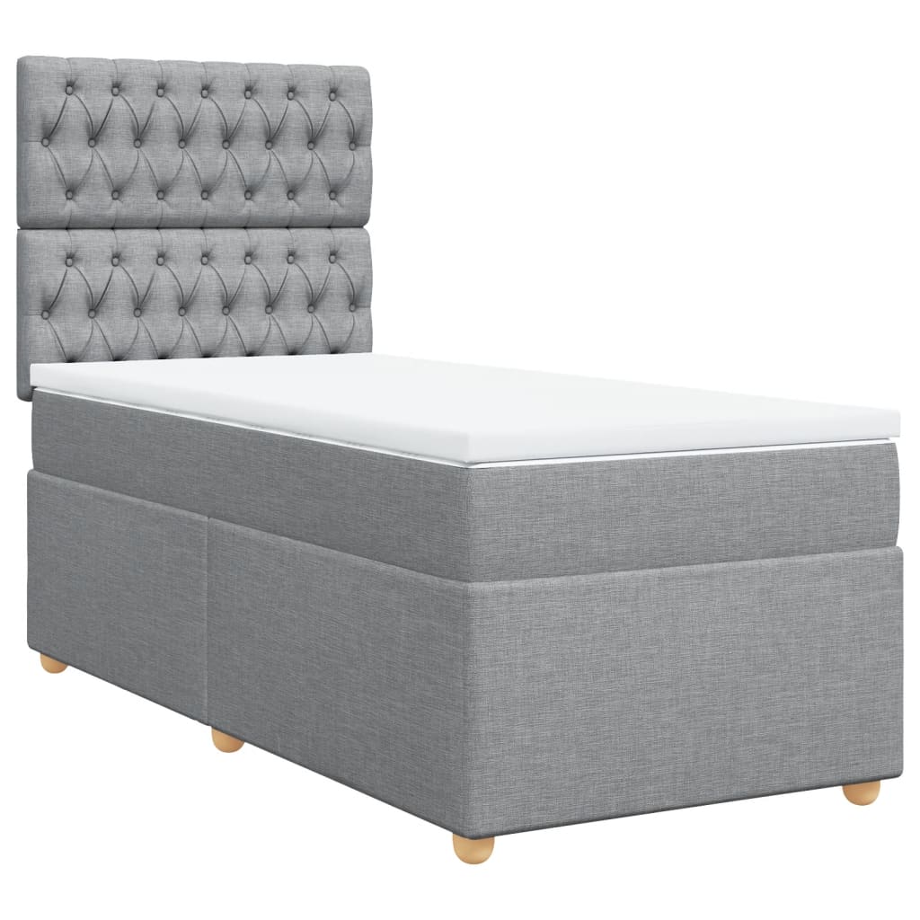 Sommier à lattes de lit avec matelas gris clair 80x200 cm tissu - XIOS