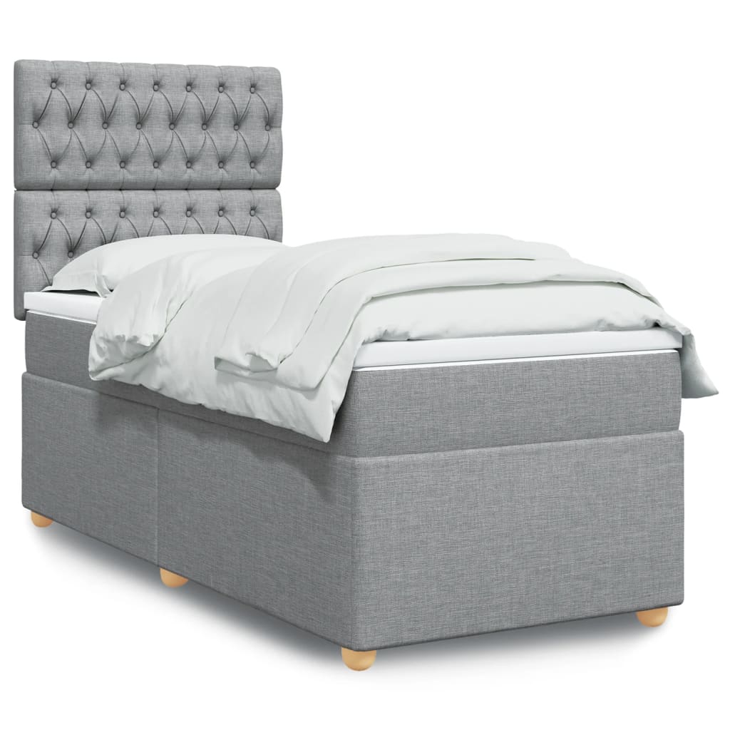 Sommier à lattes de lit avec matelas gris clair 80x200 cm tissu - XIOS