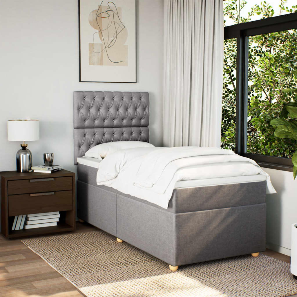 Sommier à lattes de lit avec matelas Taupe 80x200 cm Tissu - XIOS