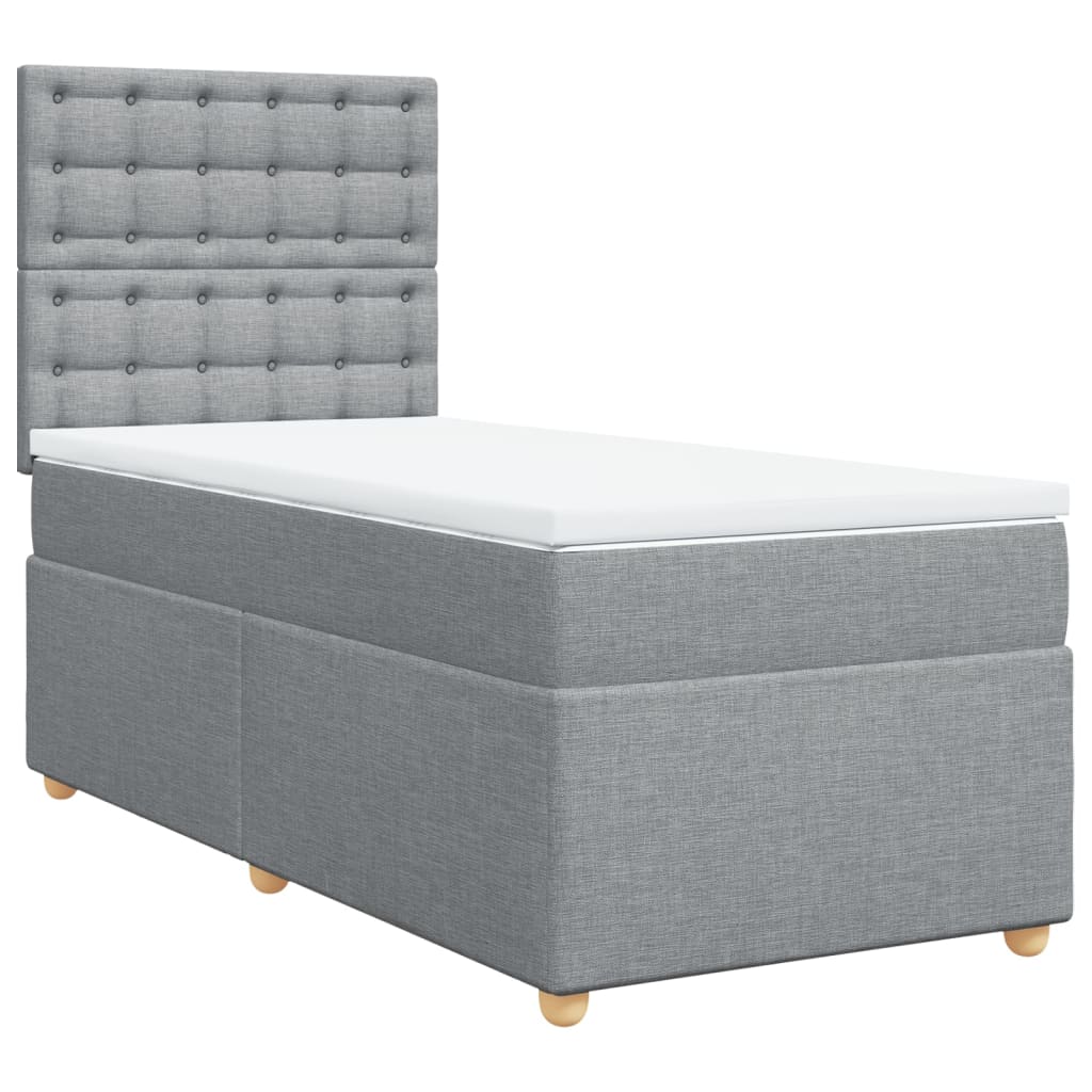 Sommier à lattes de lit avec matelas gris clair 80x200 cm tissu - XIOS