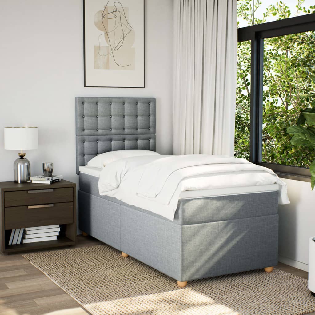 Sommier à lattes de lit avec matelas gris clair 80x200 cm tissu - XIOS