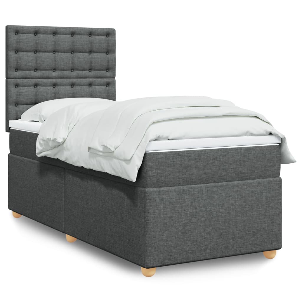 Sommier à lattes de lit avec matelas Gris foncé 80x200 cm Tissu - XIOS