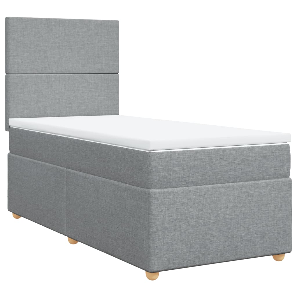 Sommier à lattes de lit et matelas Gris clair 90x190 cm Tissu - XIOS