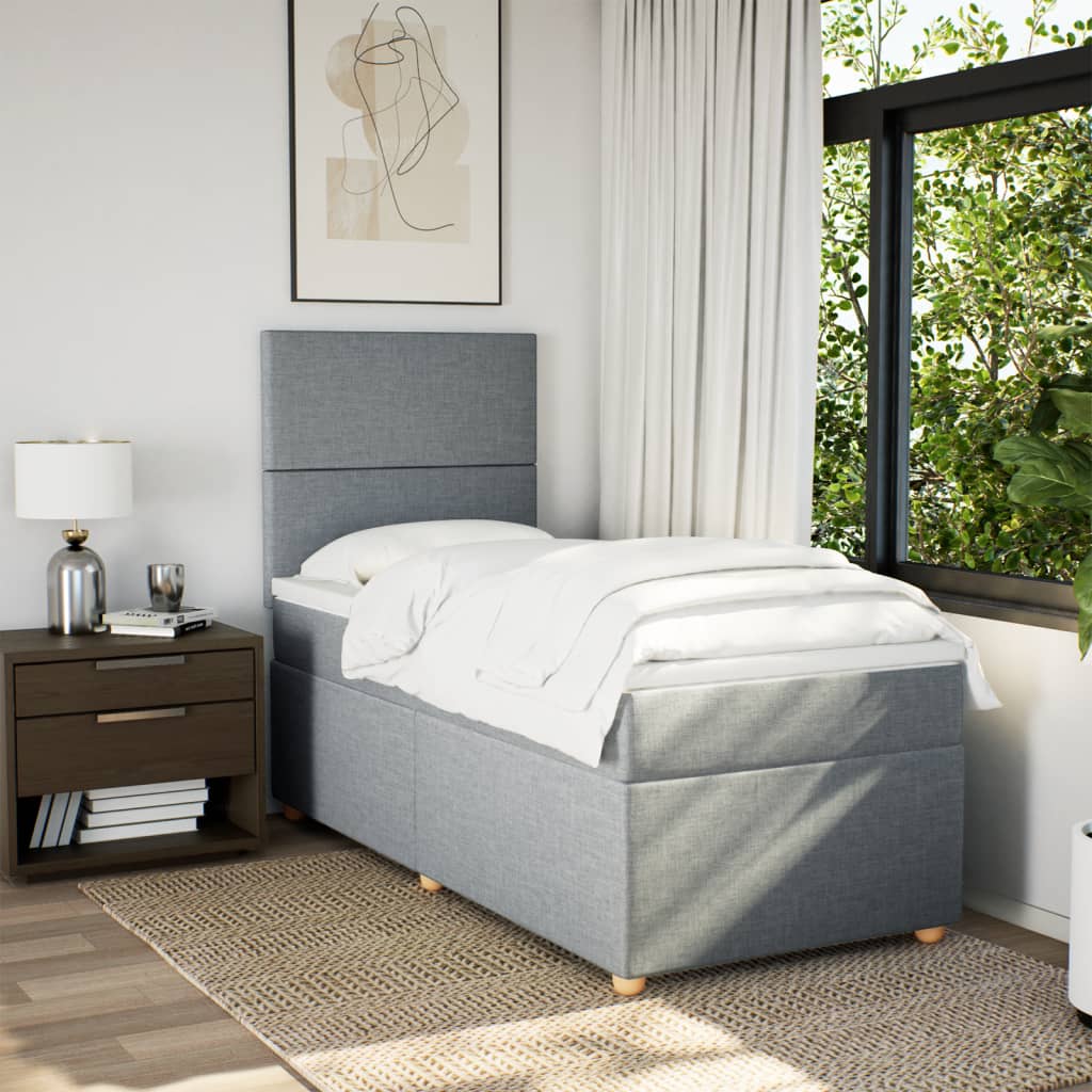 Sommier à lattes de lit et matelas Gris clair 90x190 cm Tissu - XIOS