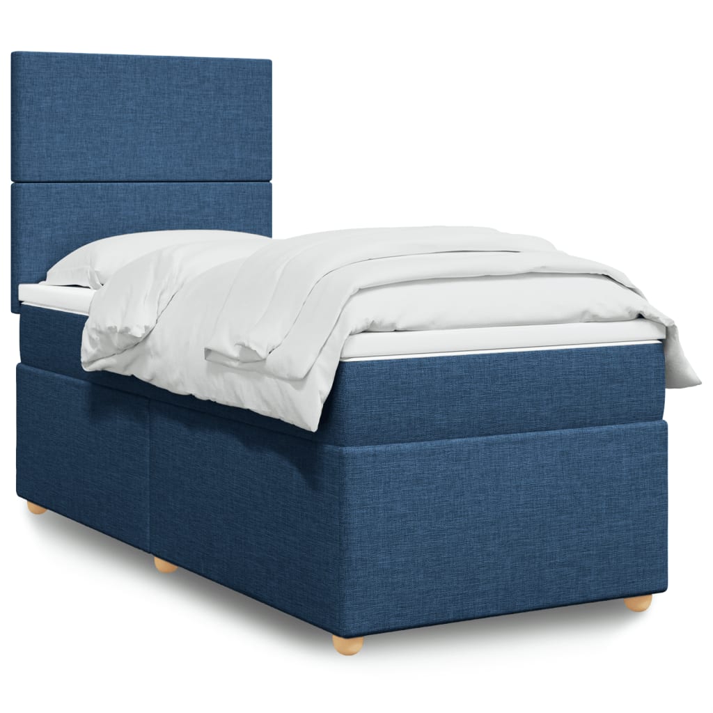 Sommier à lattes de lit avec matelas Bleu 90x190 cm Tissu - XIOS