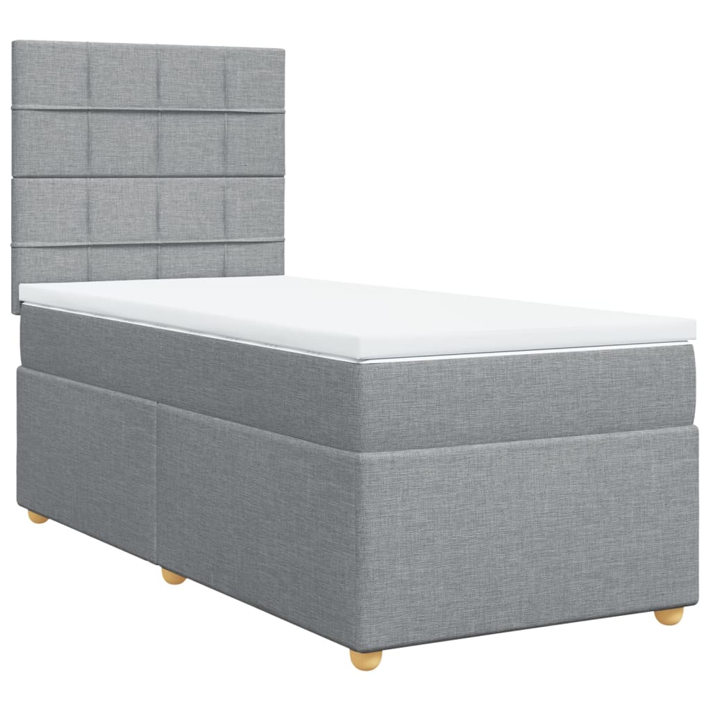 Sommier à lattes de lit et matelas Gris clair 90x190 cm Tissu - XIOS