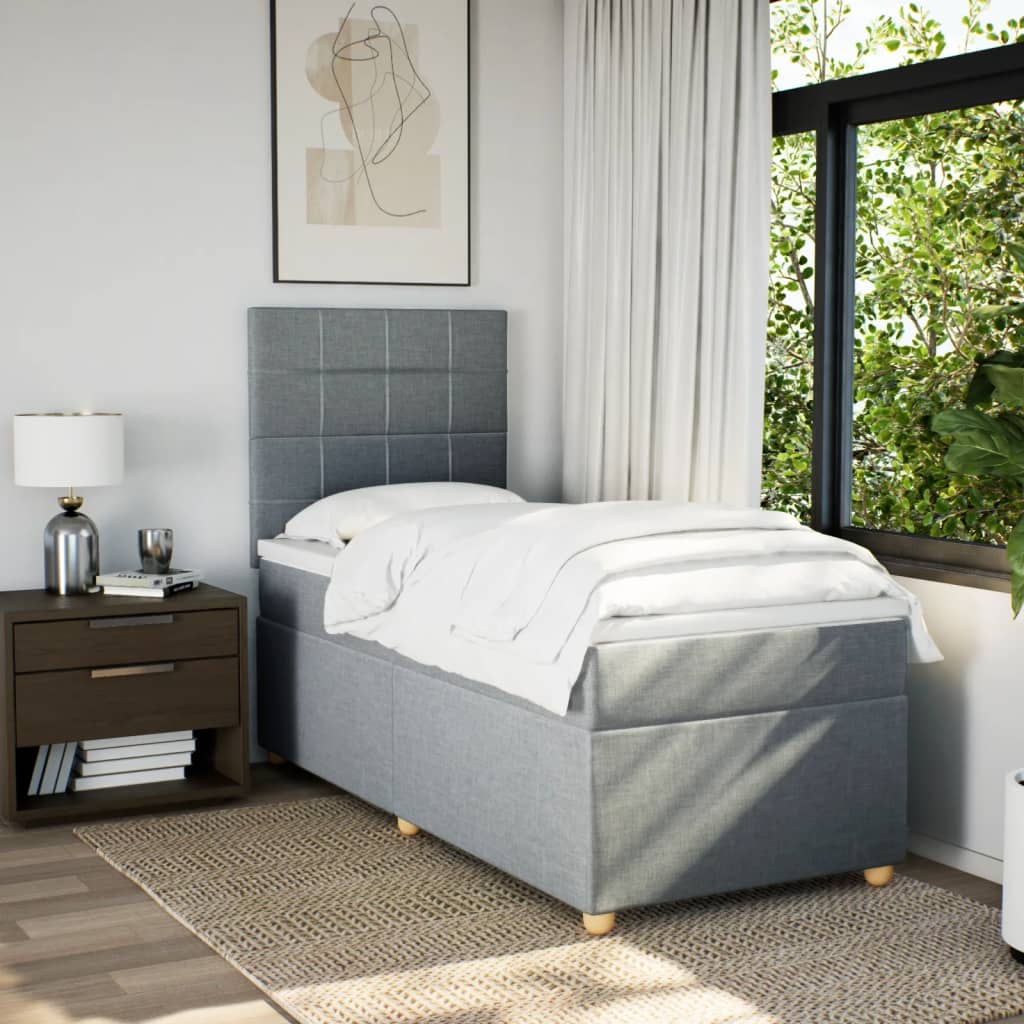 Sommier à lattes de lit et matelas Gris clair 90x190 cm Tissu - XIOS