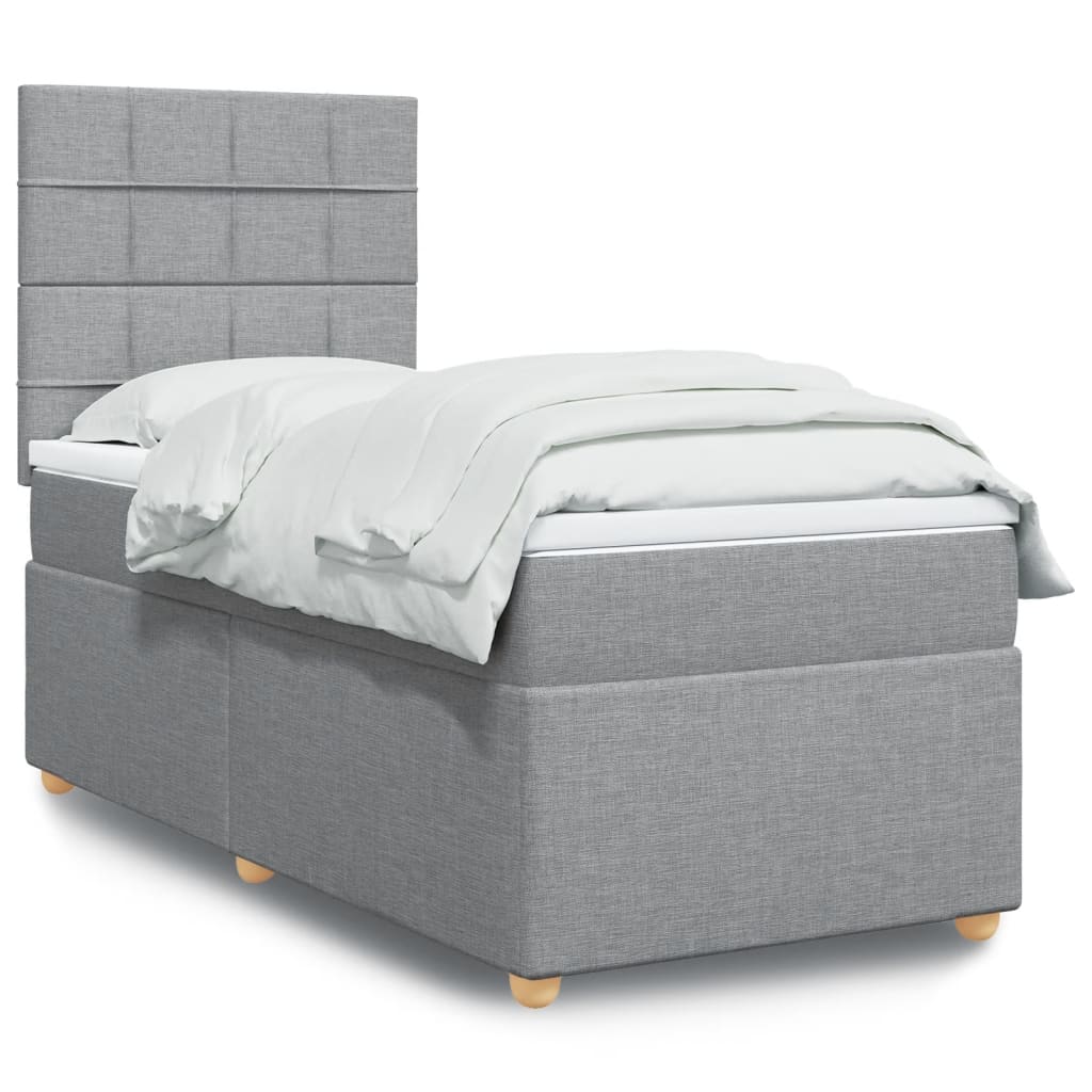 Sommier à lattes de lit et matelas Gris clair 90x190 cm Tissu - XIOS