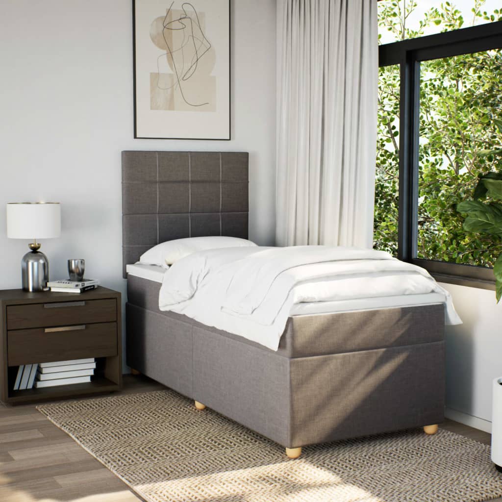 Sommier à lattes de lit avec matelas Taupe 90x190 cm Tissu - XIOS