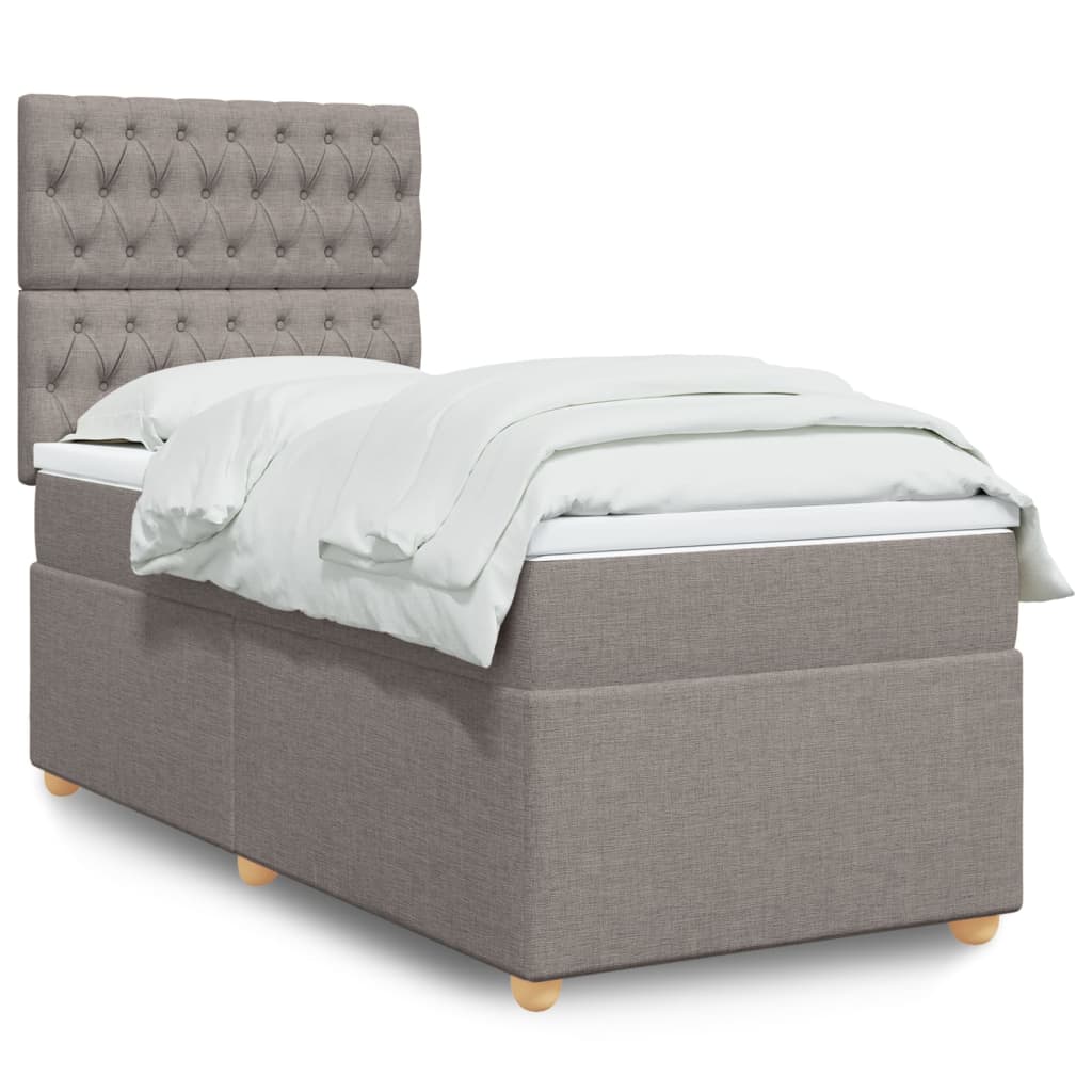 Sommier à lattes de lit avec matelas Taupe 90x190 cm Tissu - XIOS