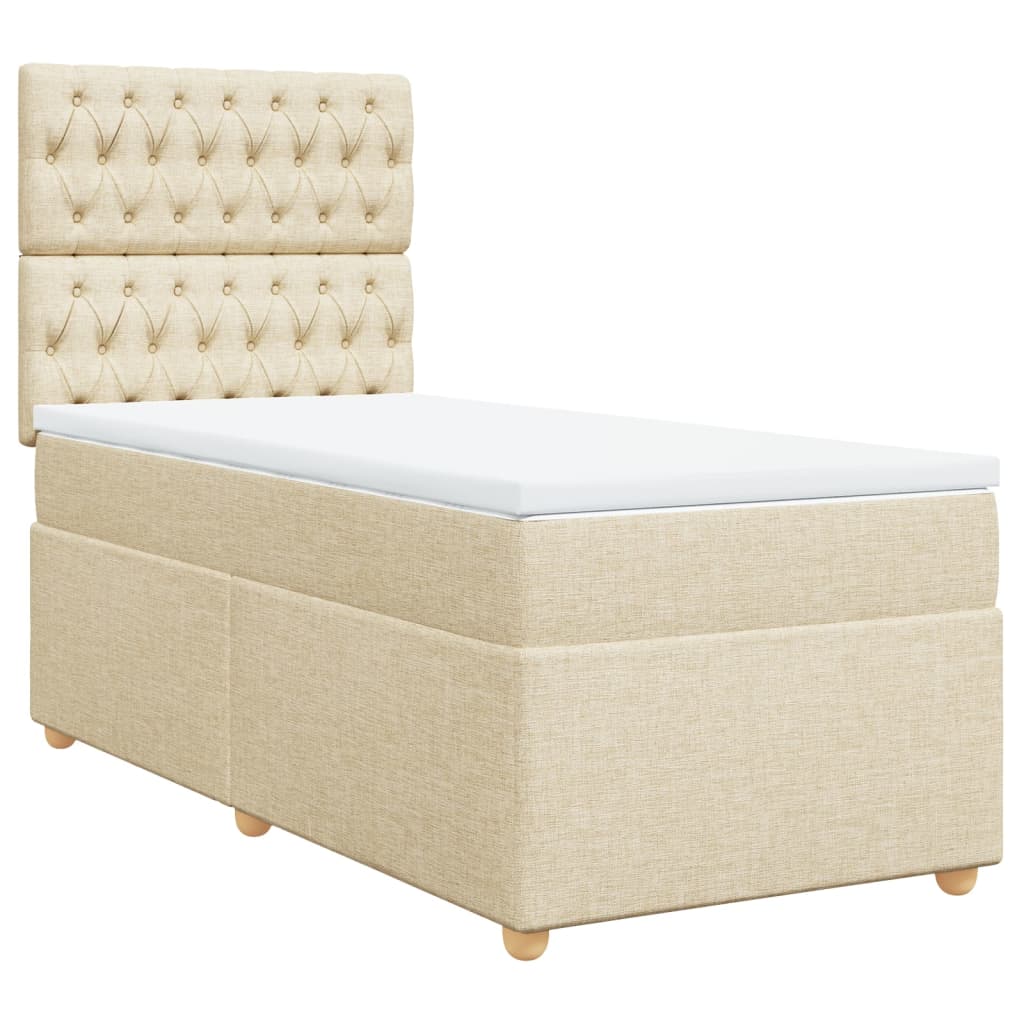 Sommier à lattes de lit et matelas Crème 90x190 cm Tissu - XIOS
