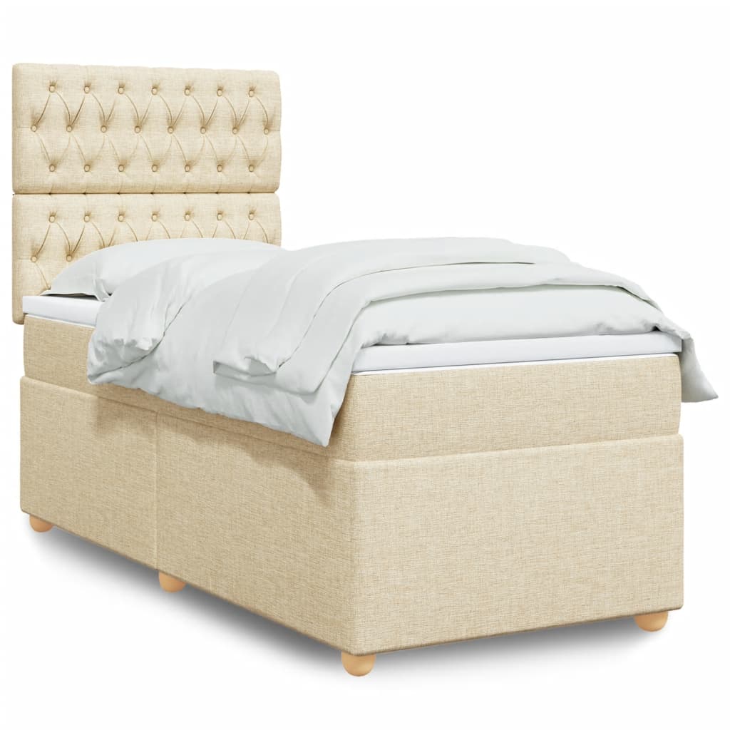 Sommier à lattes de lit et matelas Crème 90x190 cm Tissu - XIOS