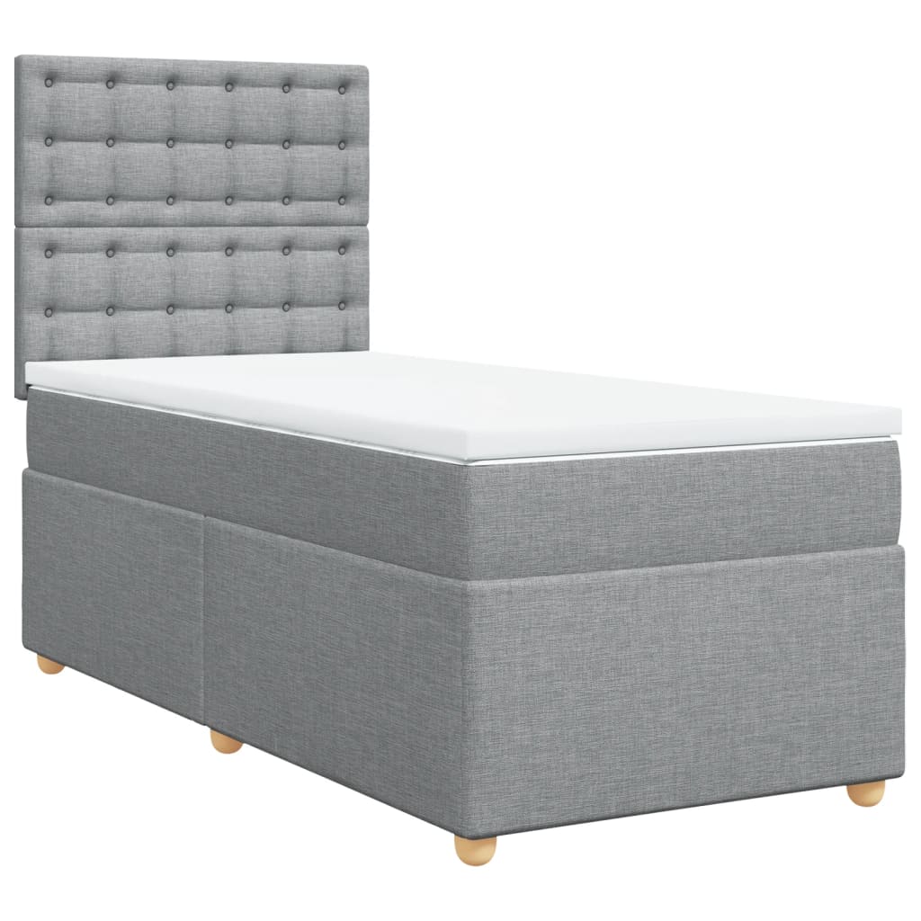 Sommier à lattes de lit et matelas Gris clair 90x190 cm Tissu - XIOS