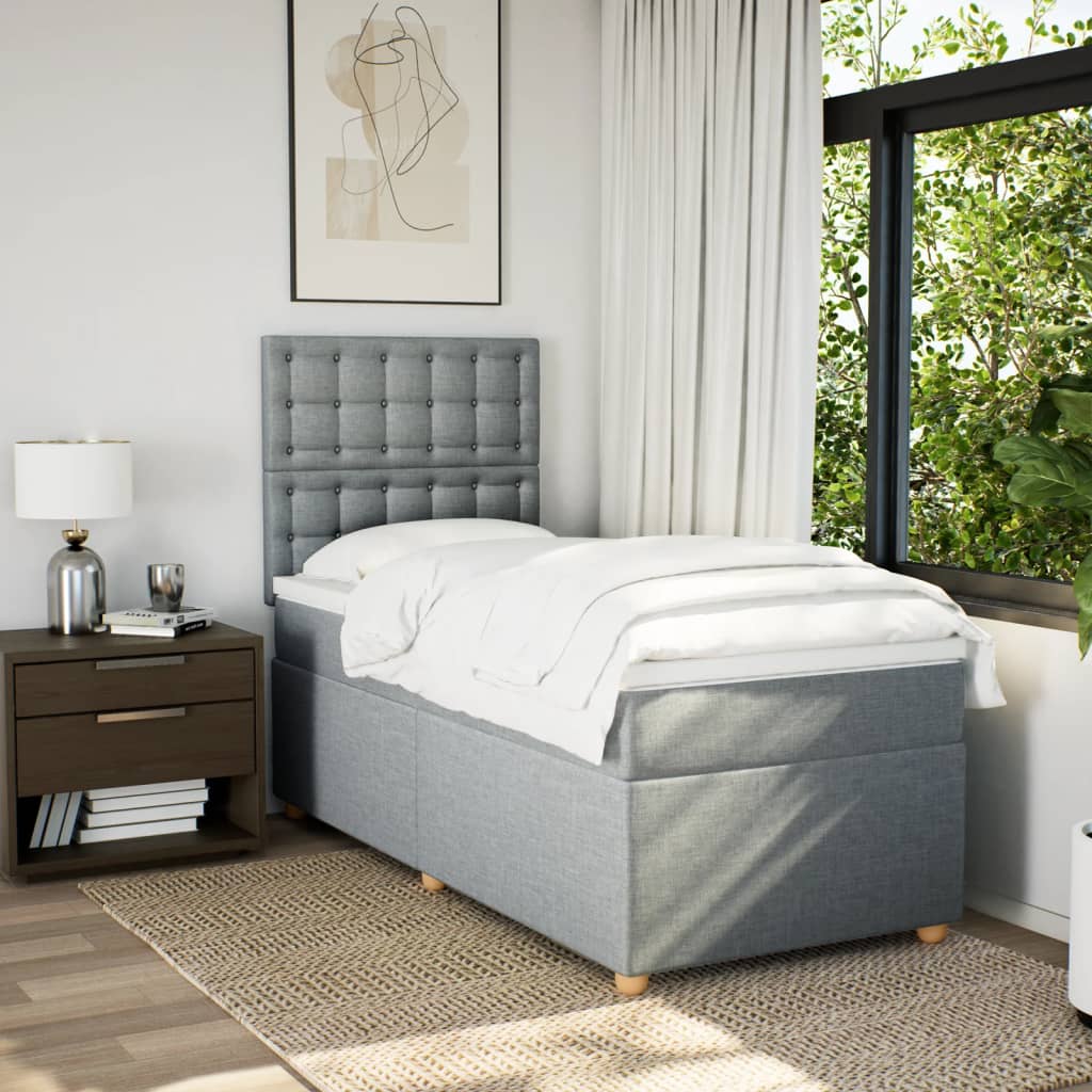 Sommier à lattes de lit et matelas Gris clair 90x190 cm Tissu - XIOS