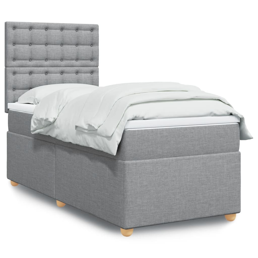 Sommier à lattes de lit et matelas Gris clair 90x190 cm Tissu - XIOS