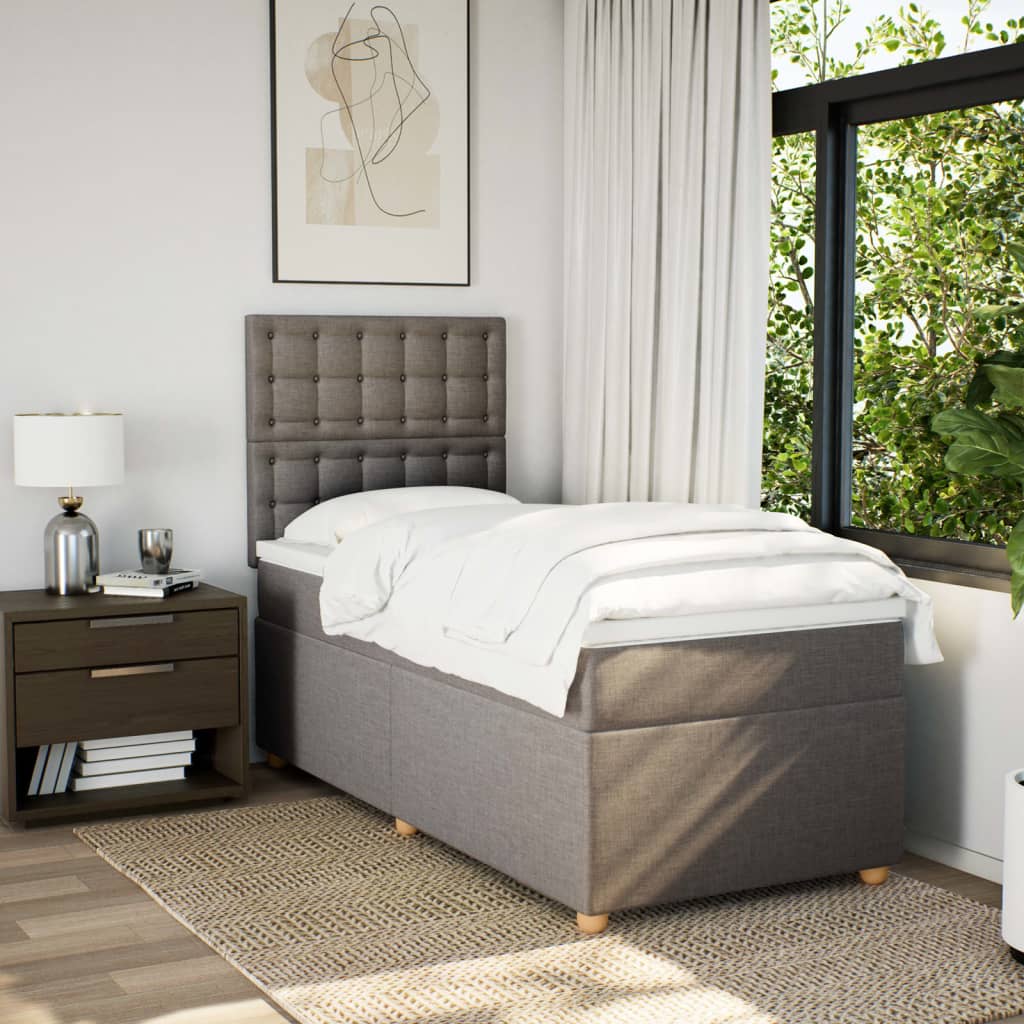 Sommier à lattes de lit avec matelas Taupe 90x190 cm Tissu - XIOS