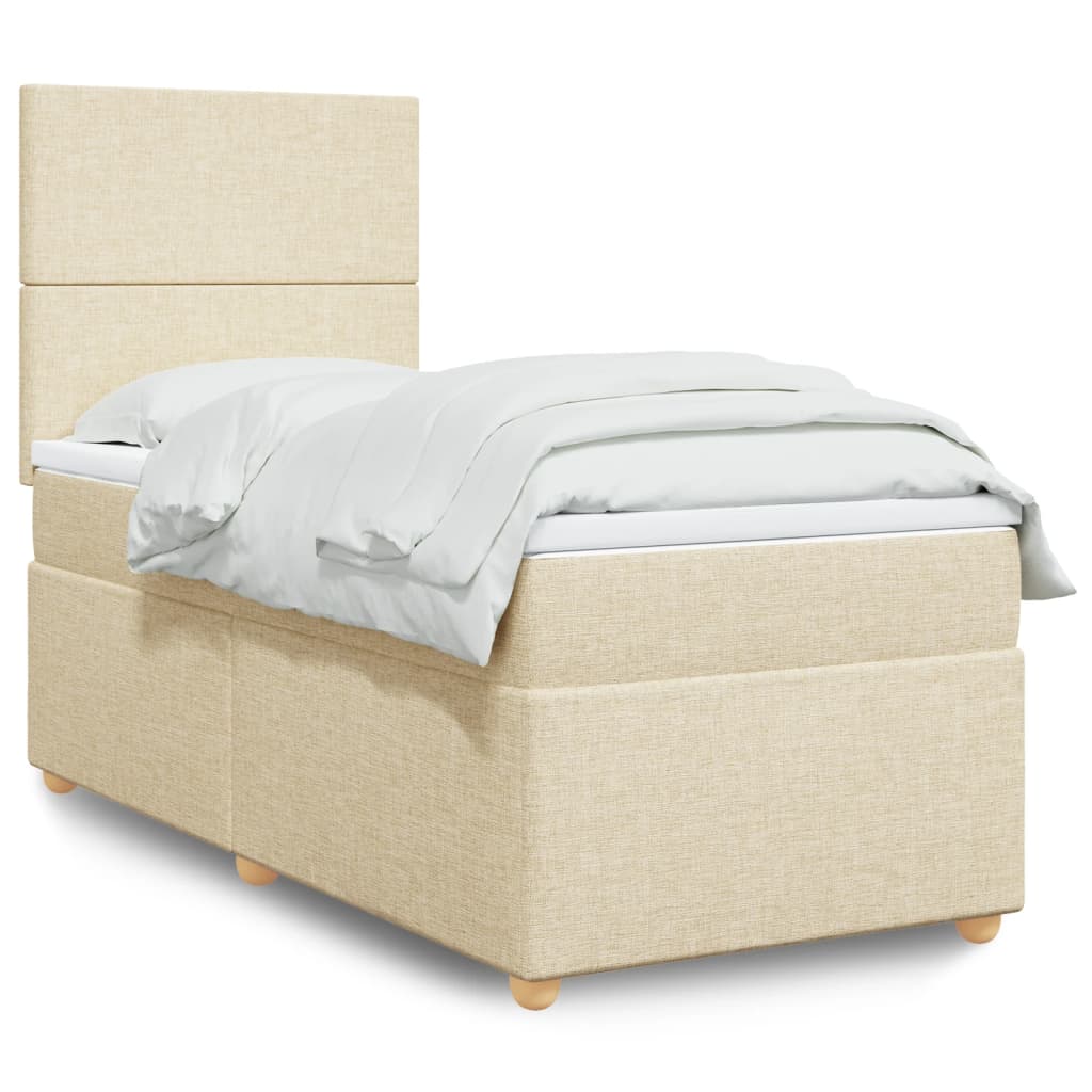 Sommier à lattes de lit avec matelas Crème 100x200 cm Tissu - XIOS