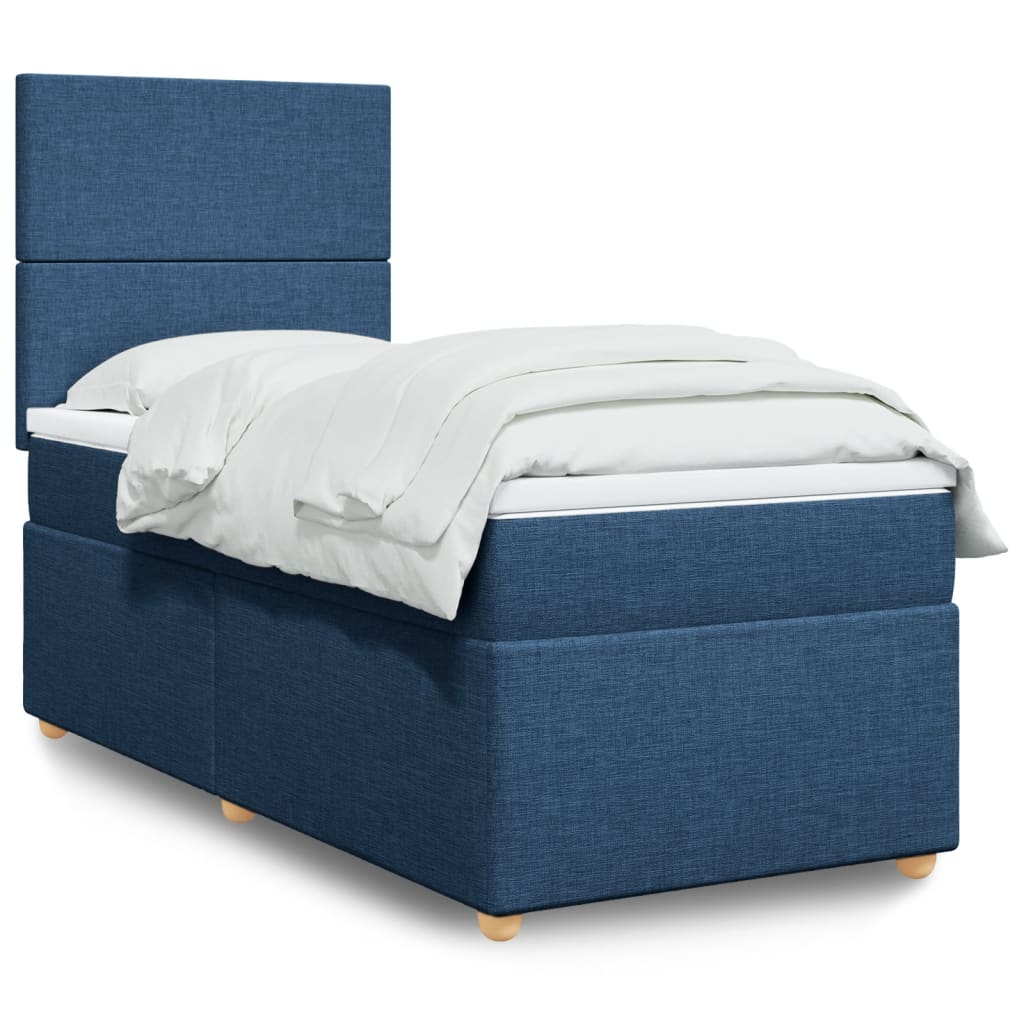Sommier à lattes de lit avec matelas Bleu 100x200 cm Tissu - XIOS