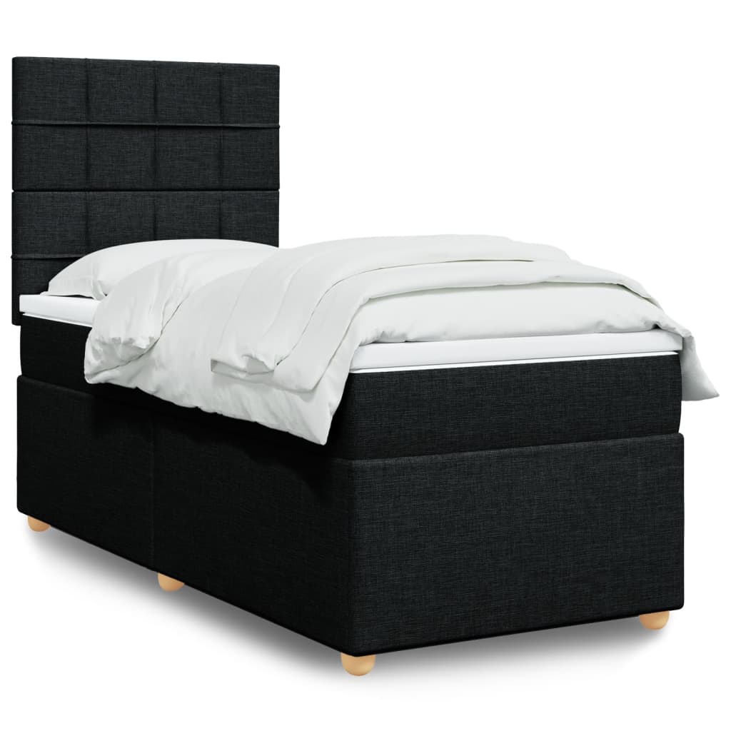 Sommier à lattes de lit avec matelas Noir 100x200 cm Tissu - XIOS