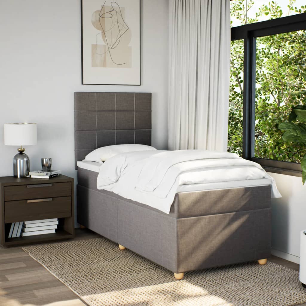 Sommier à lattes de lit avec matelas Taupe 100x200 cm Tissu - XIOS