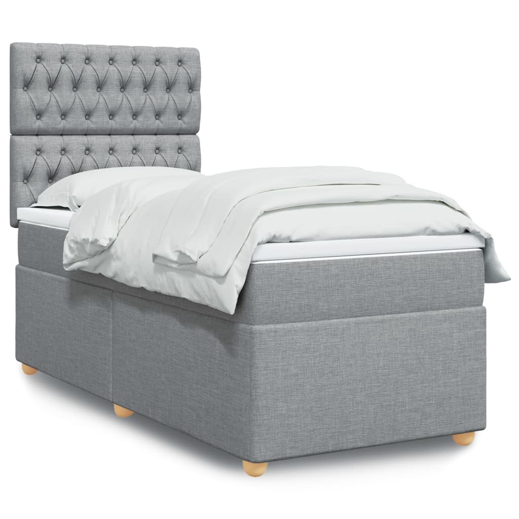Sommier à lattes de lit avec matelas Gris clair 100x200cm Tissu - XIOS