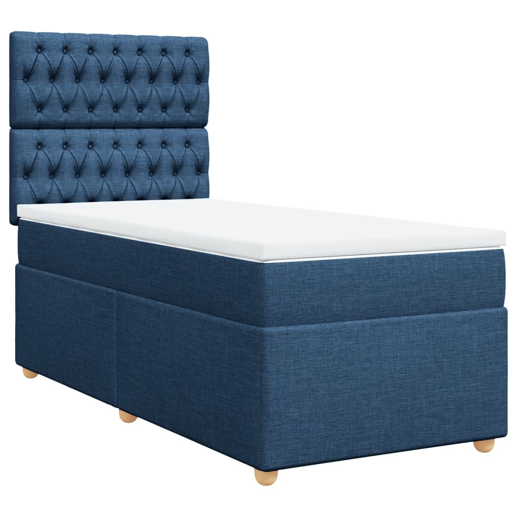 Sommier à lattes de lit avec matelas Bleu 100x200 cm Tissu - XIOS