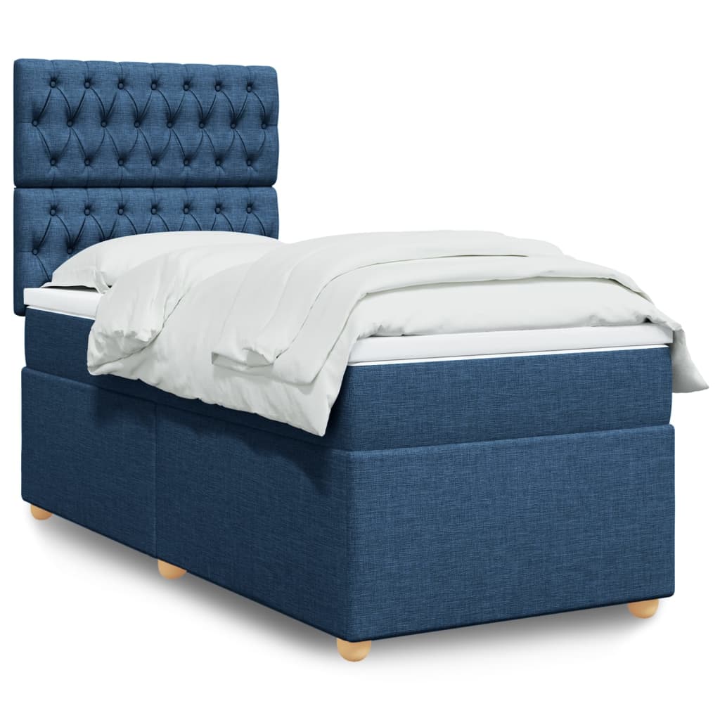 Sommier à lattes de lit avec matelas Bleu 100x200 cm Tissu - XIOS