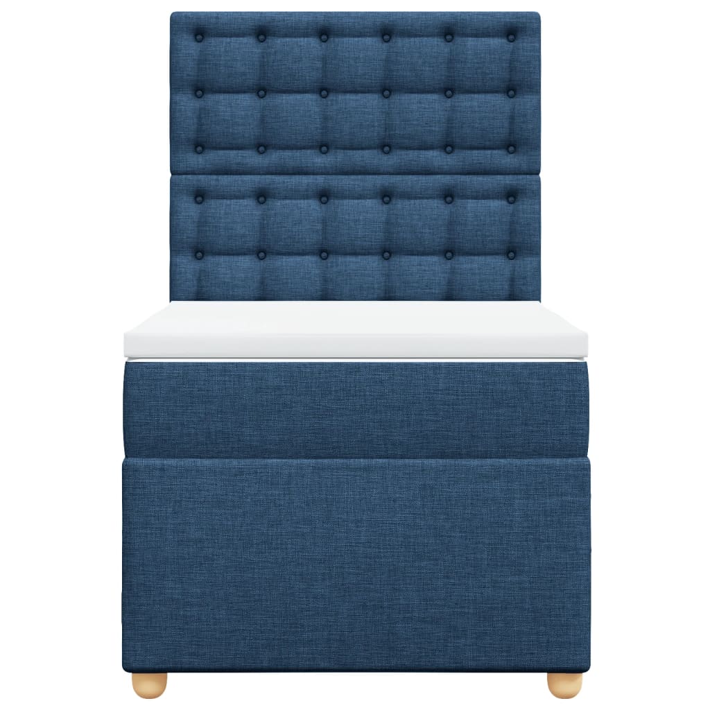 Sommier à lattes de lit avec matelas Bleu 100x200 cm Tissu - XIOS