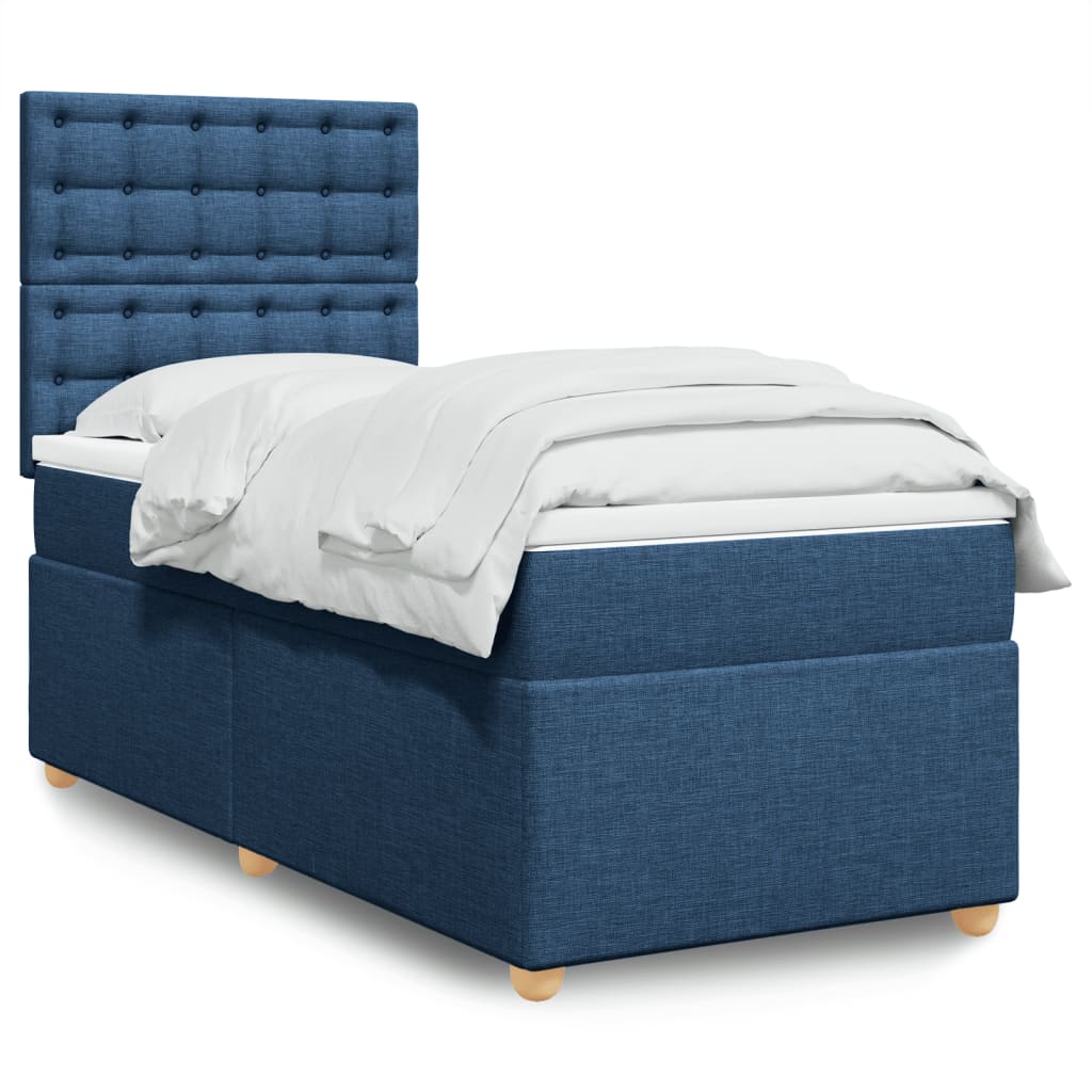 Sommier à lattes de lit avec matelas Bleu 100x200 cm Tissu - XIOS