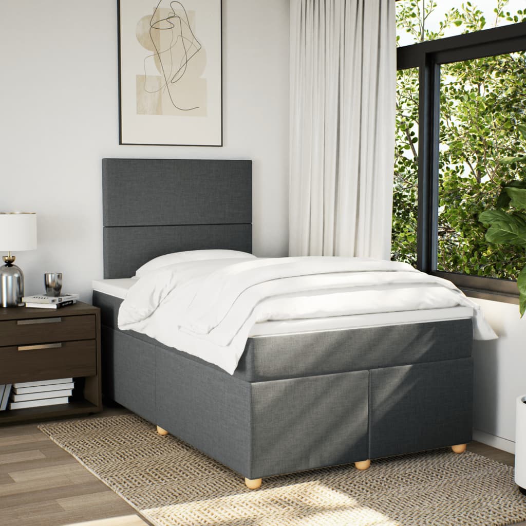 Sommier à lattes de lit avec matelas gris foncé 120x190cm tissu - XIOS