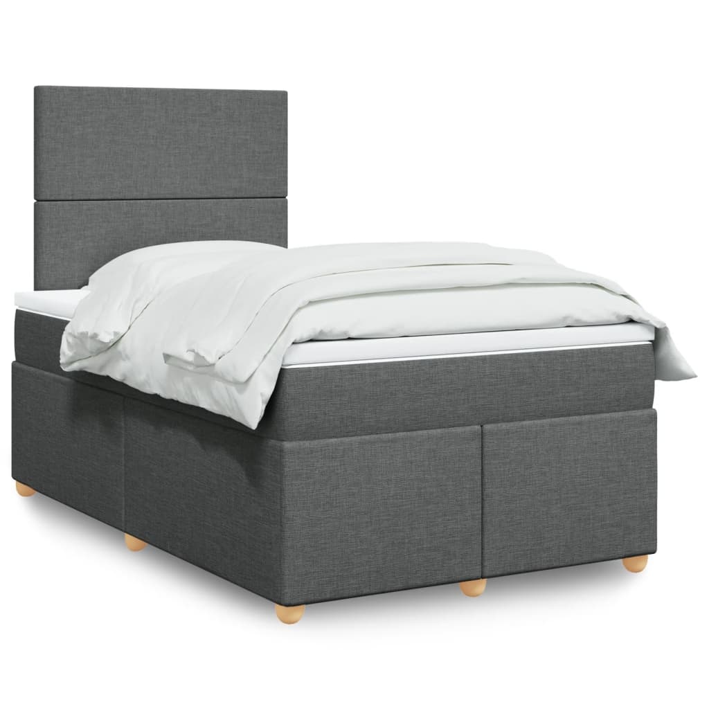 Sommier à lattes de lit avec matelas gris foncé 120x190cm tissu - XIOS