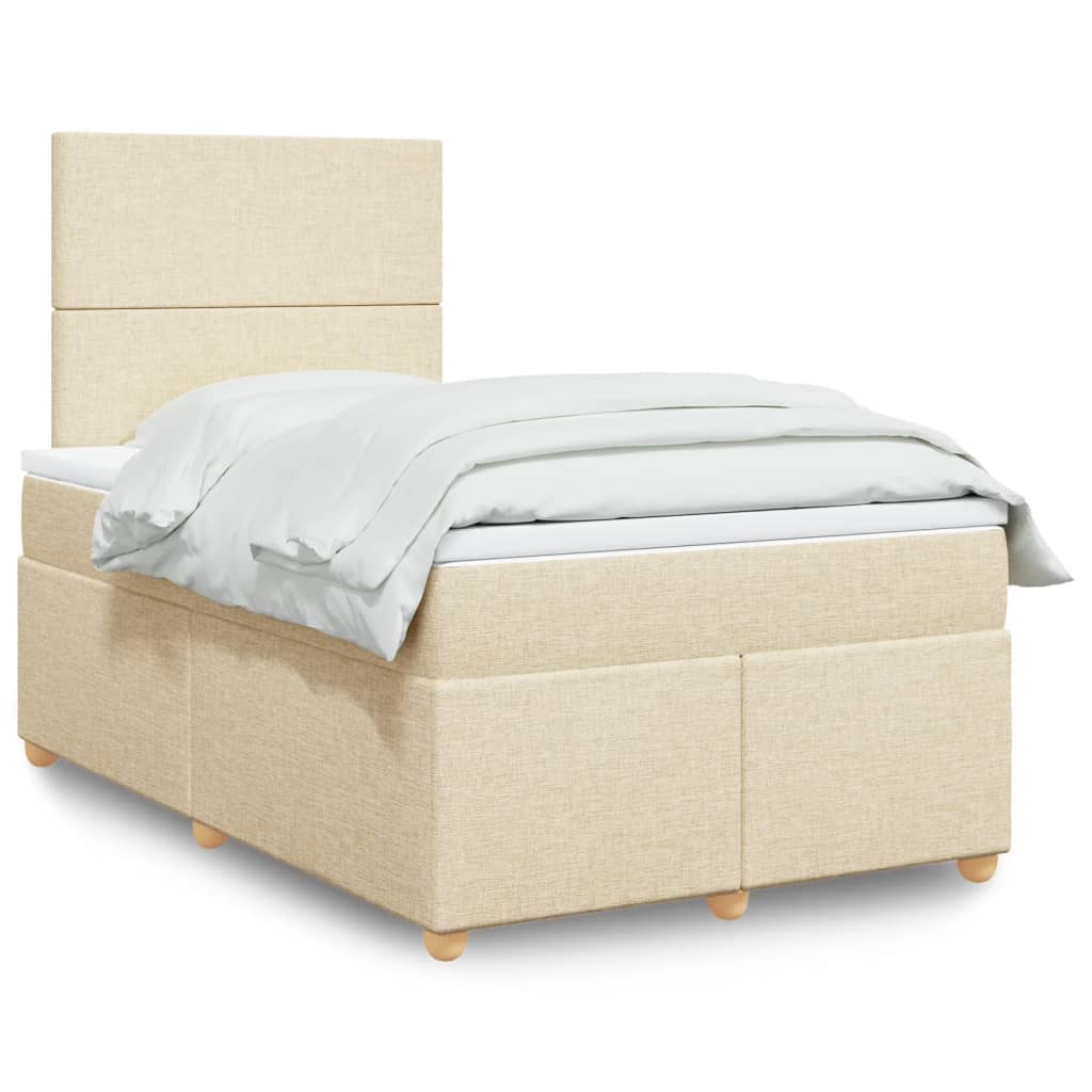 Sommier à lattes de lit avec matelas crème 120x190 cm tissu - XIOS