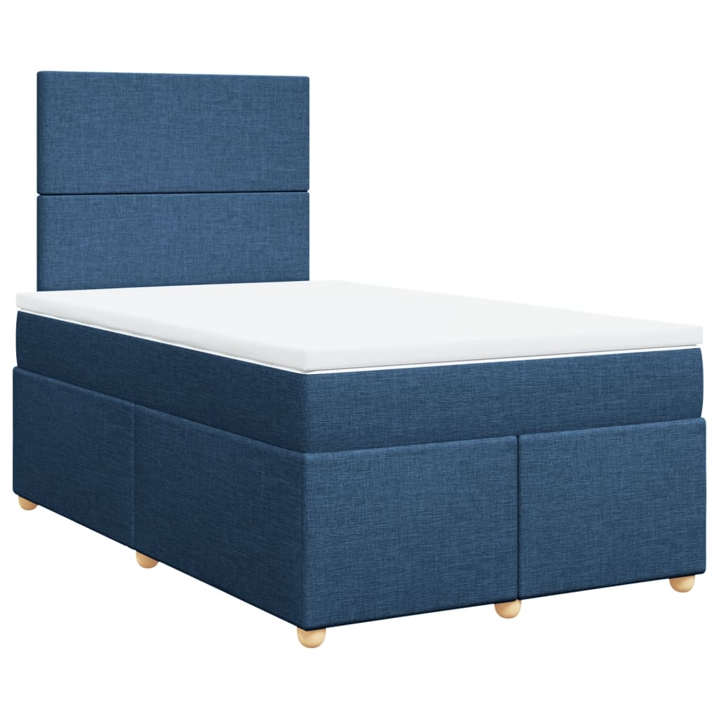 Sommier à lattes de lit avec matelas bleu 120x190 cm tissu - XIOS