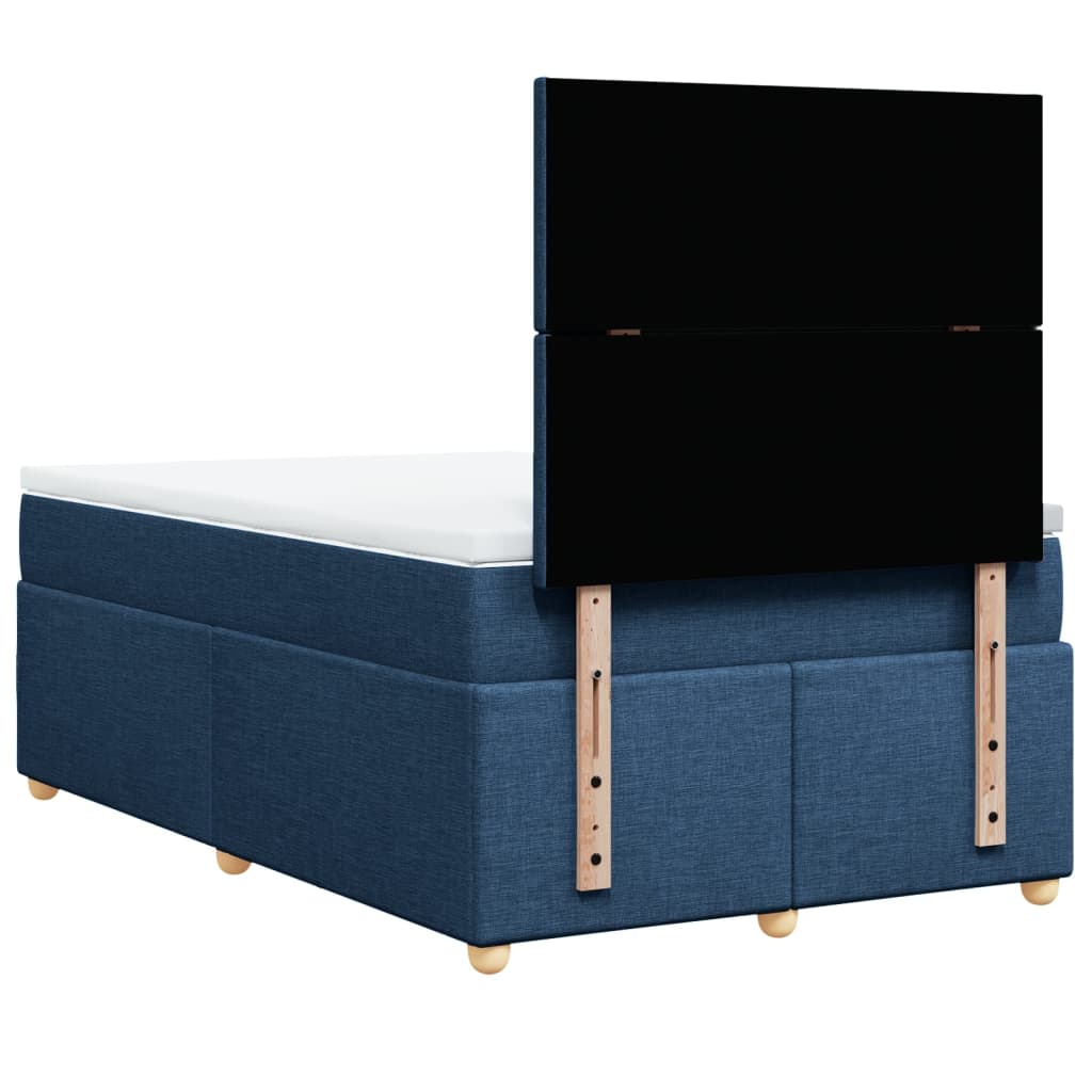Sommier à lattes de lit avec matelas bleu 120x190 cm tissu - XIOS