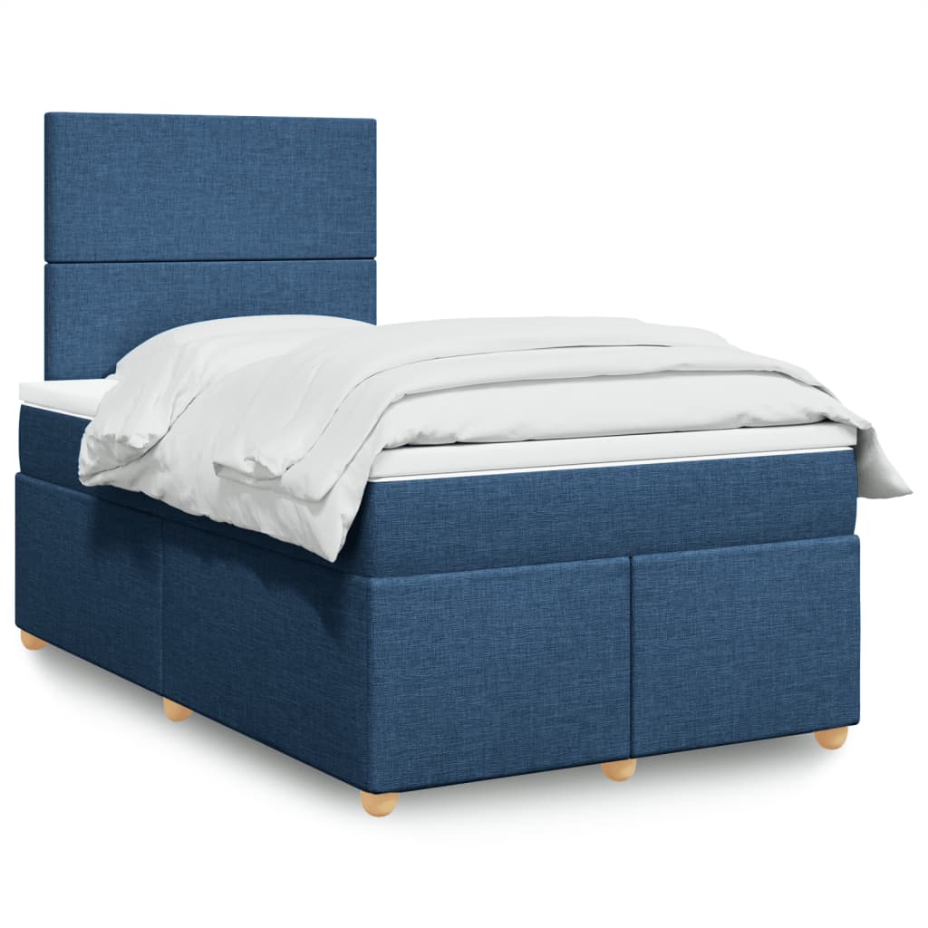 Sommier à lattes de lit avec matelas bleu 120x190 cm tissu - XIOS