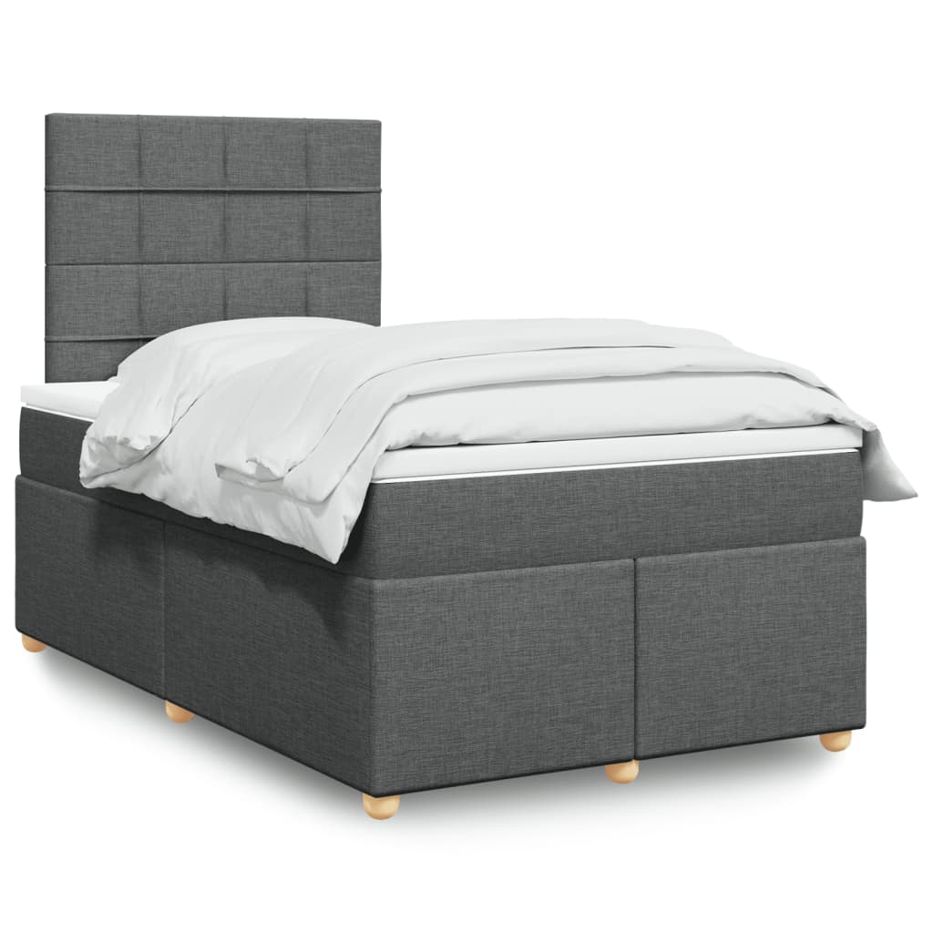 Sommier à lattes de lit avec matelas gris foncé 120x190cm tissu - XIOS