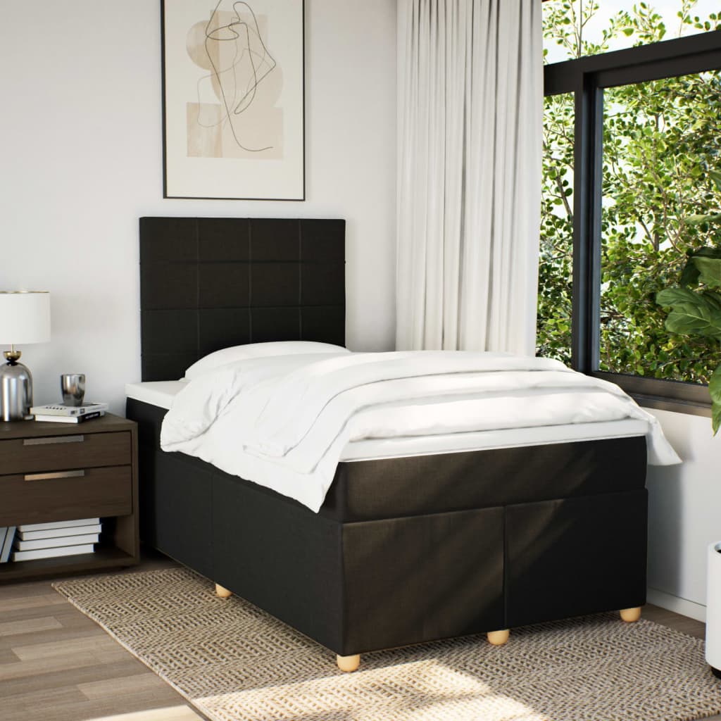 Sommier à lattes de lit avec matelas noir 120x190 cm tissu - XIOS
