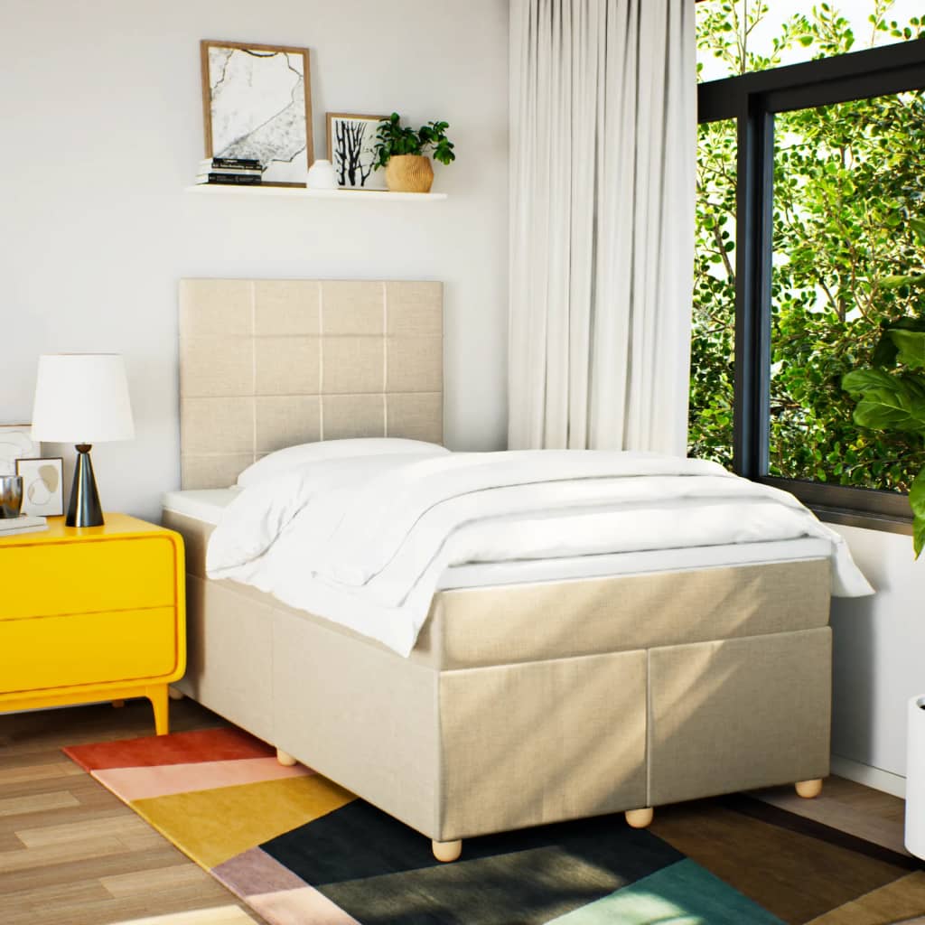 Sommier à lattes de lit avec matelas crème 120x190 cm tissu - XIOS