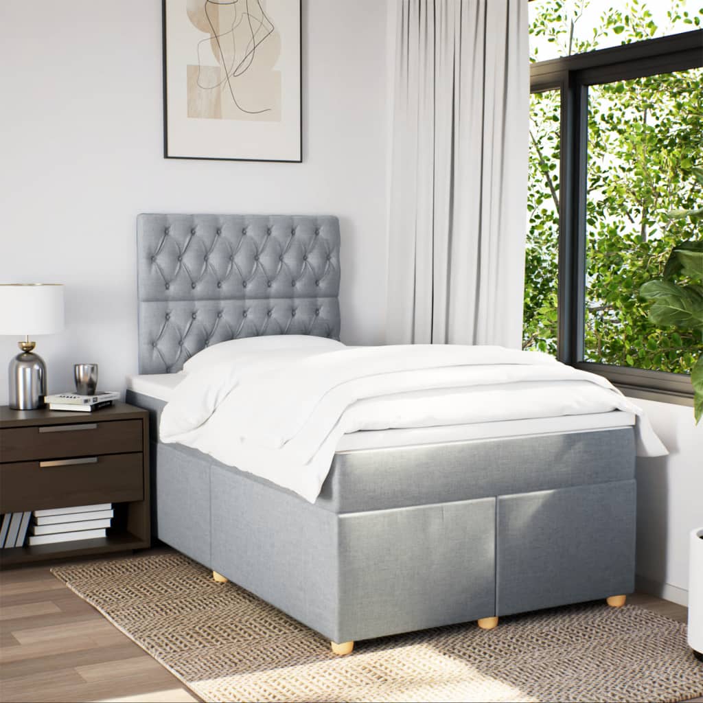 Sommier à lattes de lit et matelas gris clair 120x190 cm tissu - XIOS