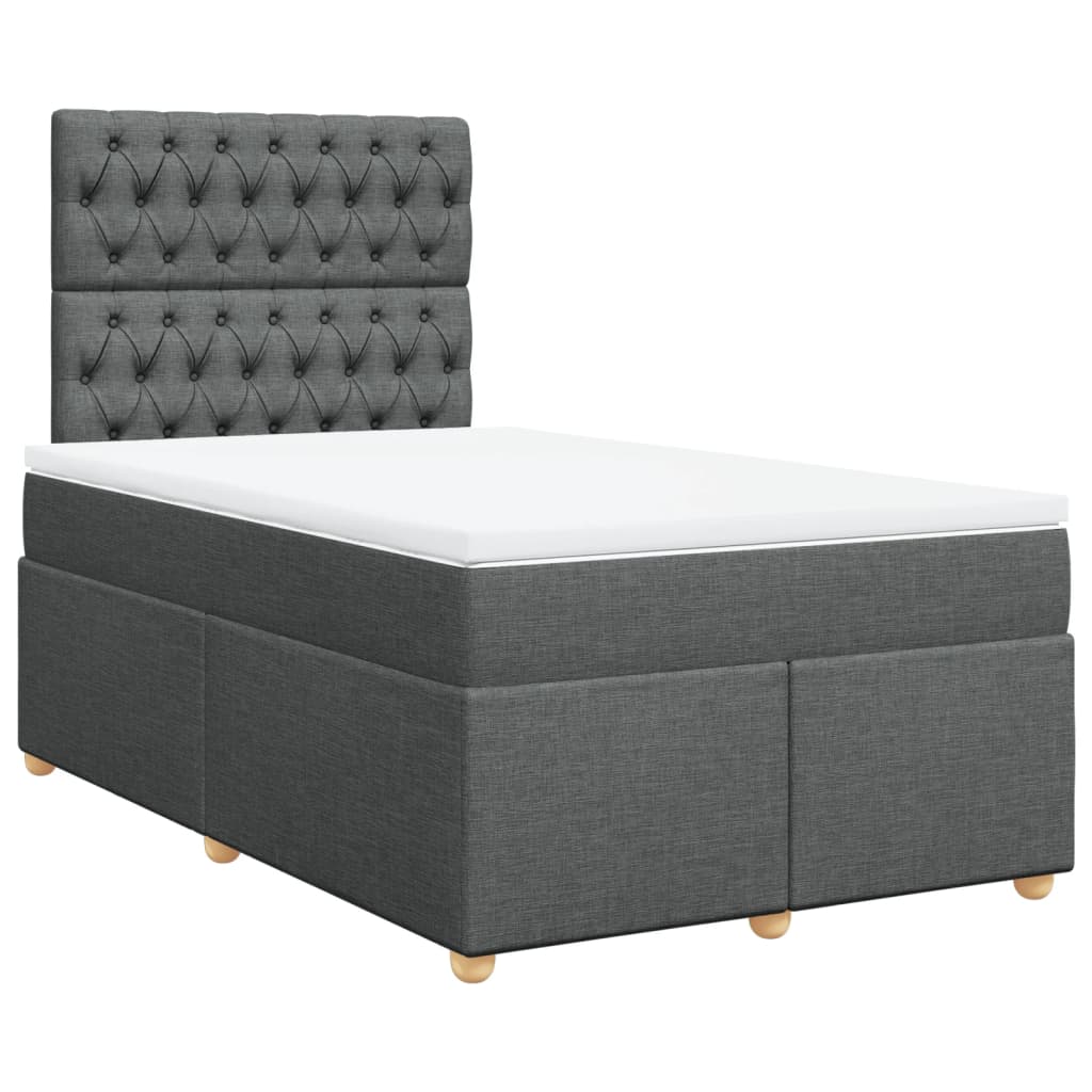Sommier à lattes de lit avec matelas gris foncé 120x190cm tissu - XIOS
