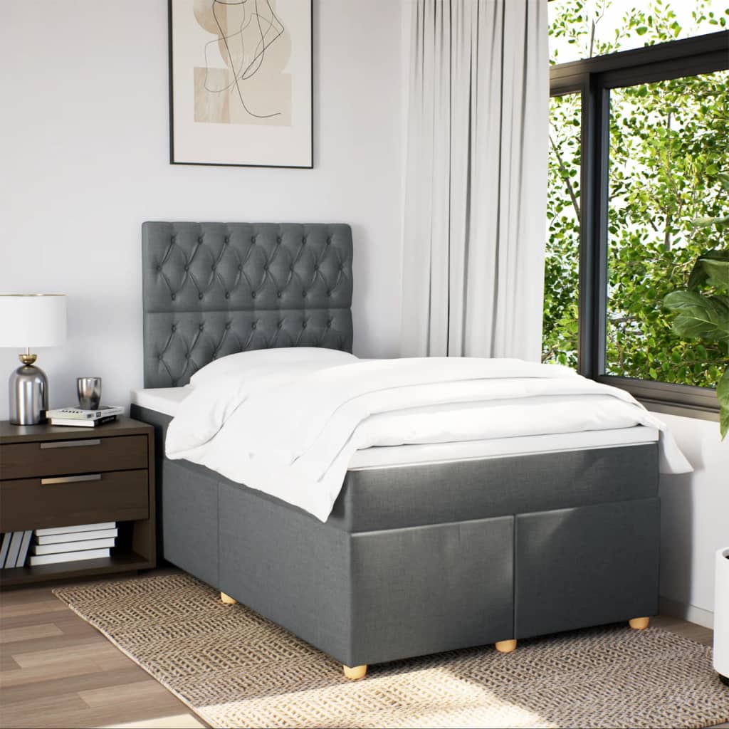 Sommier à lattes de lit avec matelas gris foncé 120x190cm tissu - XIOS
