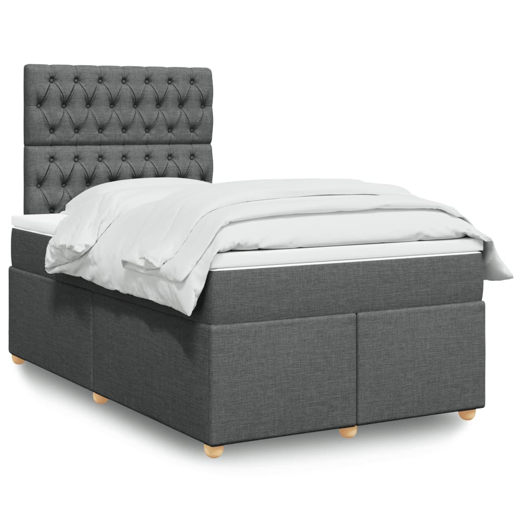 Sommier à lattes de lit avec matelas gris foncé 120x190cm tissu - XIOS