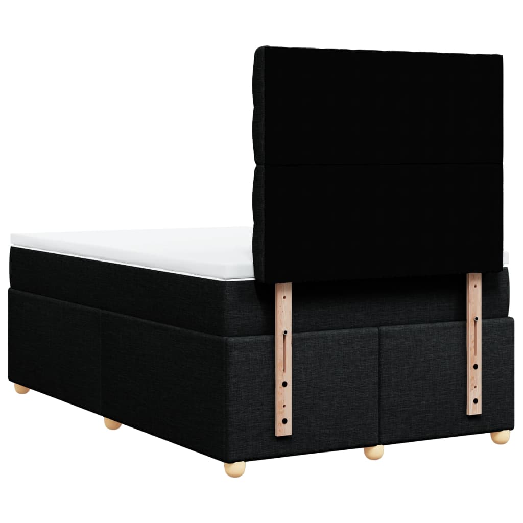Sommier à lattes de lit avec matelas noir 120x190 cm tissu - XIOS